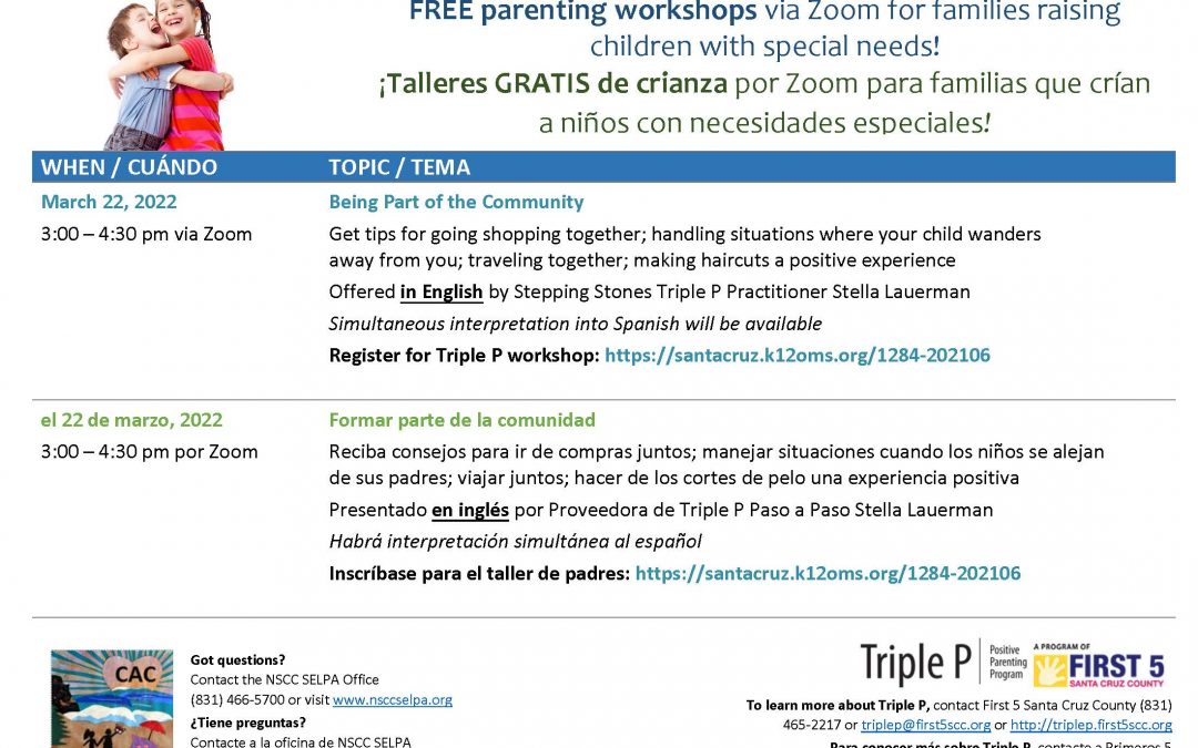 Taller Triple P: Formar parte de la comunidad (para familias que crían a niños con necesidades especiales)