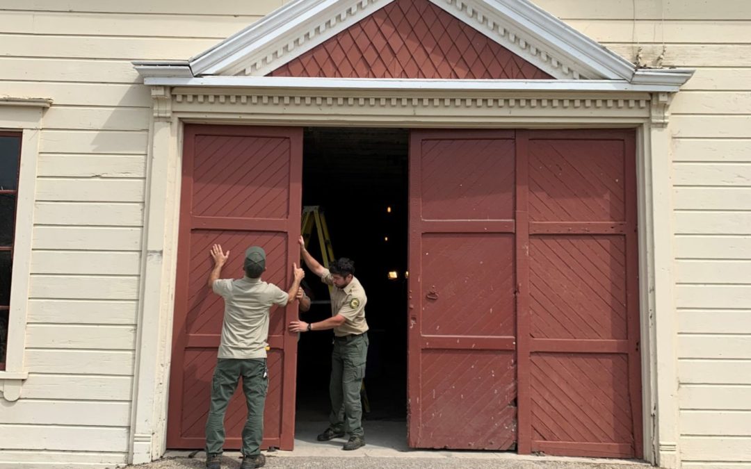 WILDER RANCH BARN DOORS RESTORED WITH REDWOOD RECOVERED FROM BIG BASIN